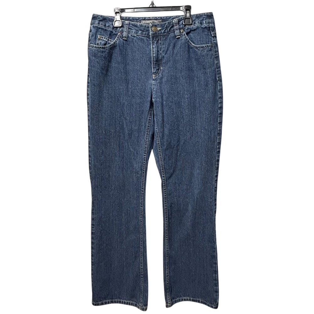 Liz Claiborne Womens Bootcut Jeans Blue Size 8 100% Cotton Embellished‎ Pockets